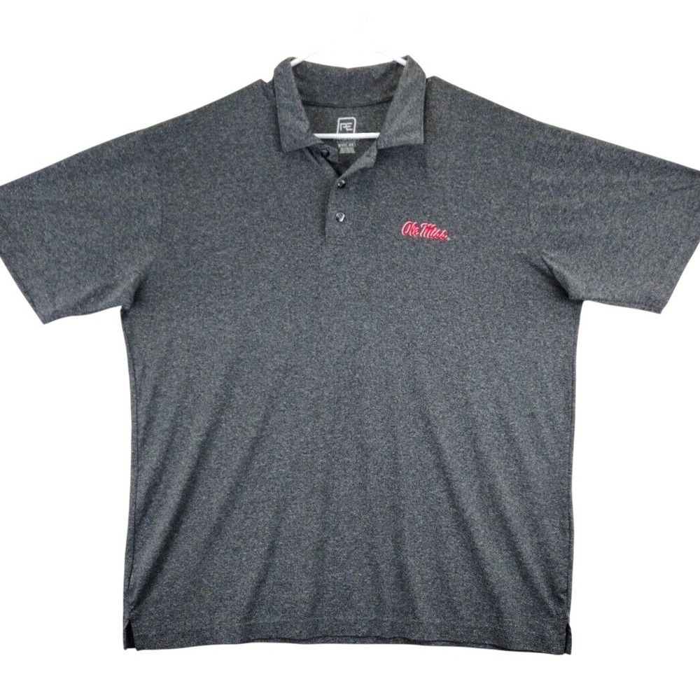 Pro Edge Ole Miss‎ Rebels Polo Shirt Mens 2XL Heather Gray Short Sleeve Golf